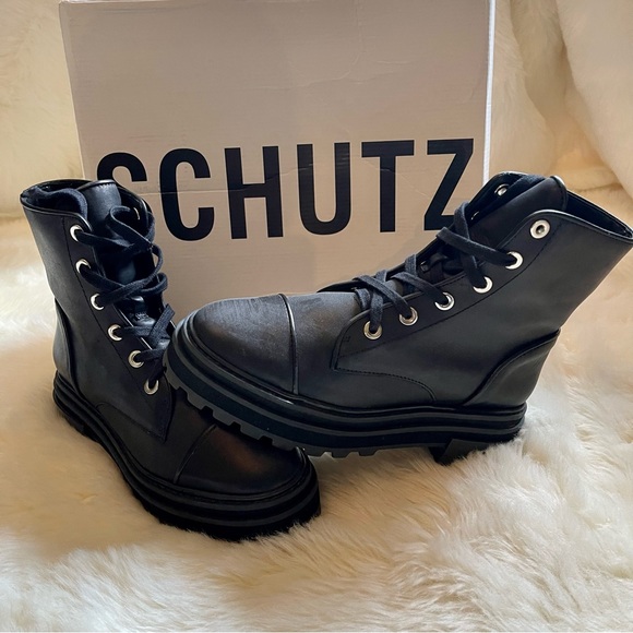 SCHUTZ Shoes - 🆕 NWT + Box - Schutz Maylova Leather Ankle Combat Boots - 7
